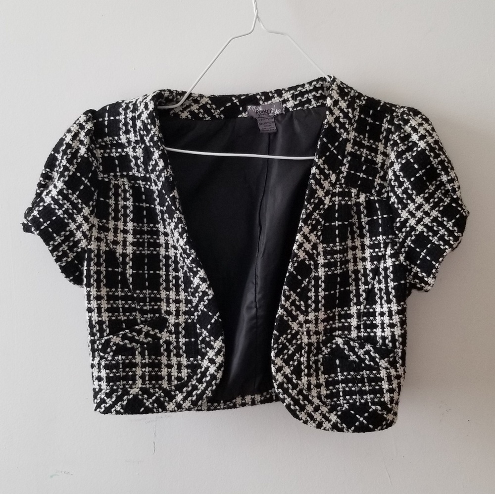 90s inspired Black & white Crop blazer/ jacket